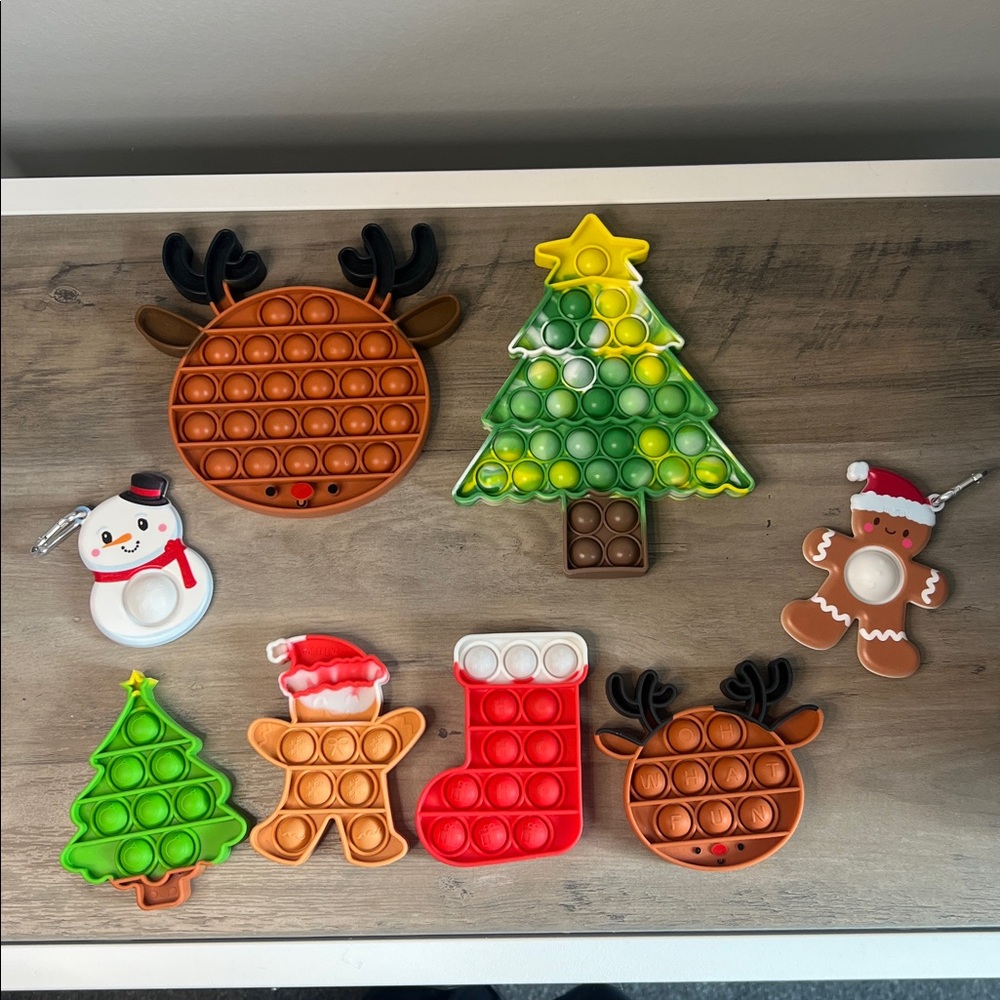 Christmas Pop It Bundle • 8 Fidget Toys • Reindeer Tree Stocking Gingerbread